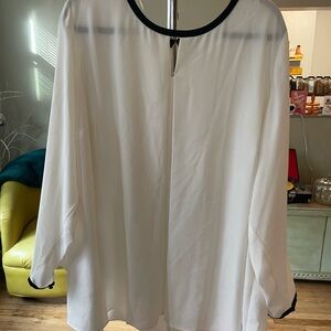 Vince Camuto White Blouse with Black Trim